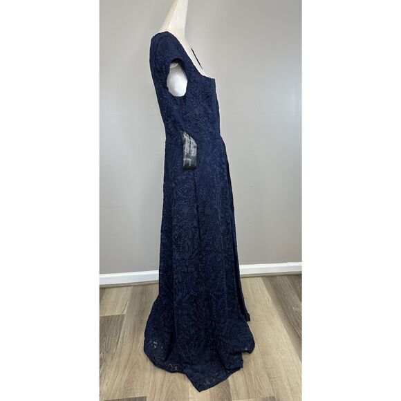 Kay Unger Claudia Pleated Lace Gown Size 8 $398 - Picture 7 of 8